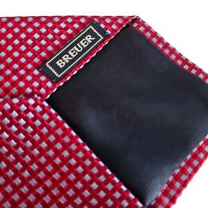BREUER Silk Red Light Blue Diamond Pattern Men's Neck Tie